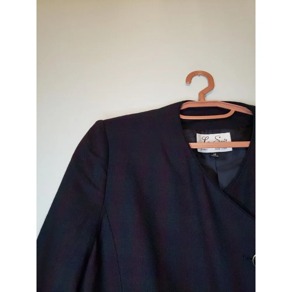 Le Suit Womens Sz 14 Blazer Jacket Long Sleeve Button Front Asymmetrical Pockets - Picture 4 of 7
